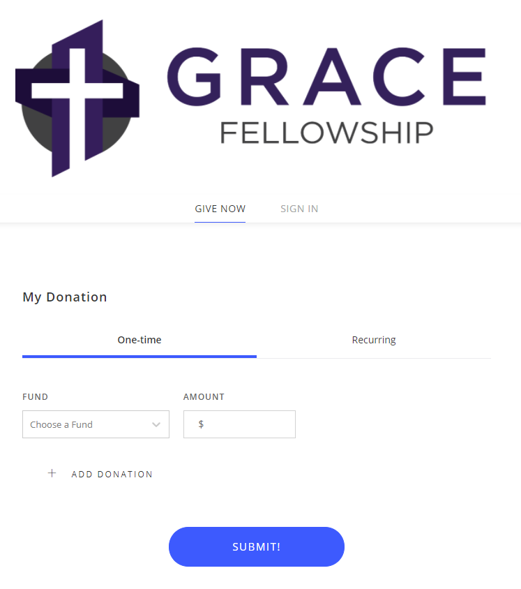 screenshot of SimpleChurch CRM Giving
